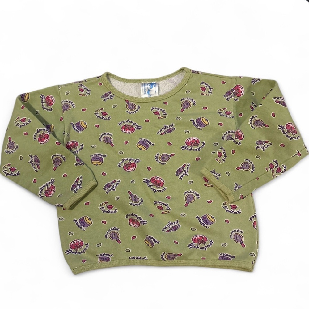Vintage Garanimals Sweatshirt 5T Made USA Green Makeup Print Kids Toddler
